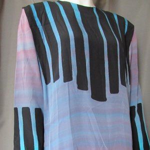 SALE  Vintage Silk Maxi Shift in Ombre Pattern Nicole LTD